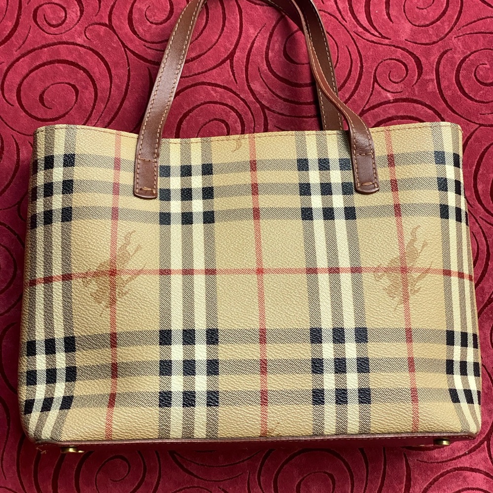 Authentic Burberry London Haymarket Check Italian Tote Handbag